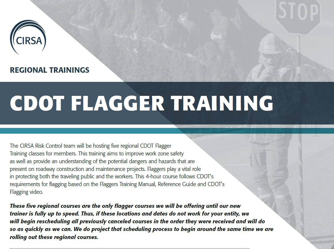 CDOT Flagger Training CIRSA CDOT Flagger Training CIRSA